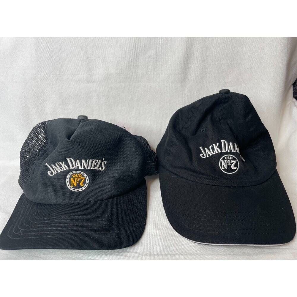 1920 New Era & Jack Daniel Dupont Visor Black Size M/L Adjustable Hat Lot Of 2
